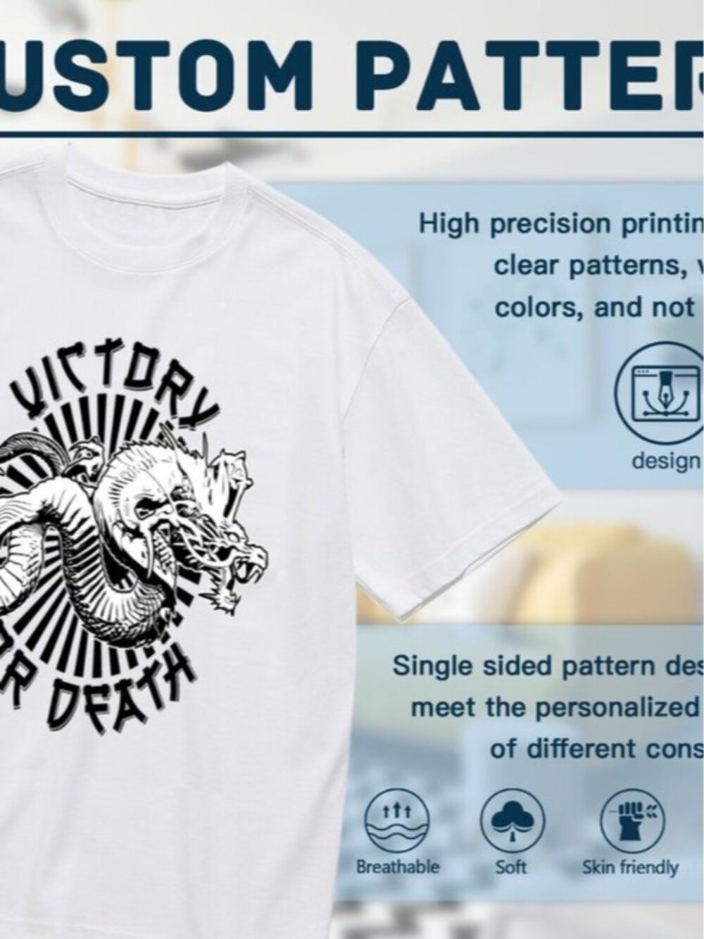 Victory or Death Graphic Tee - White with Black Print - Picture 2 of 5